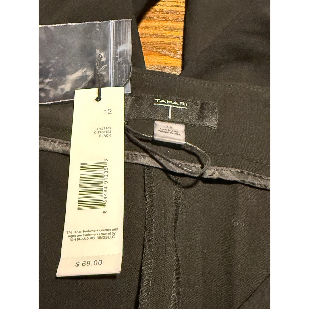 Tahari Black Straight-Leg Trousers with Gold Zipper Detail - Picture 5 of 16